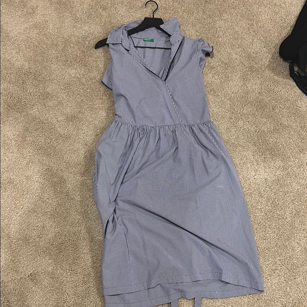 Elegant Blue Striped Dress